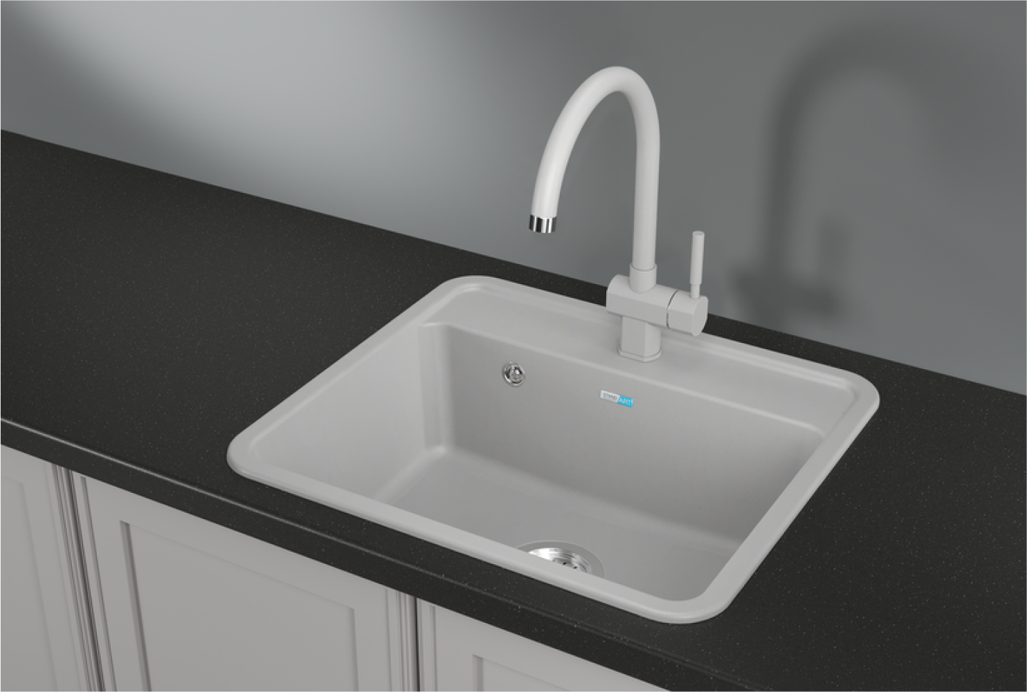 Изображение товара Кухонная врезная мойка Granula ST-5601 50x56 см кварц белая