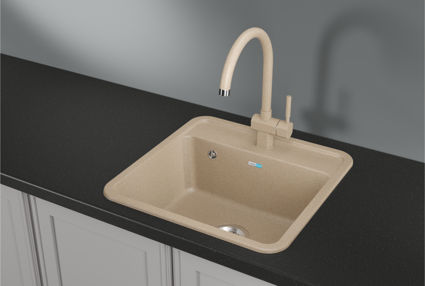 Изображение товара Мойка для кухни врезная Granula ST-5001 50x50 см глубина чаши 21 см кварц цвет бежевый