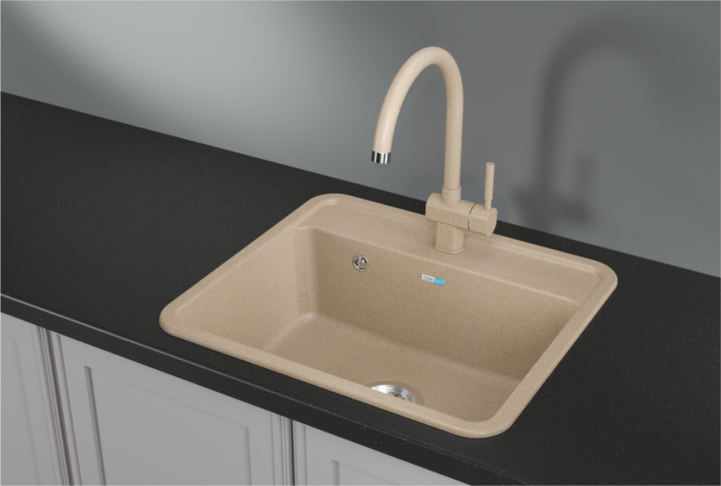 Изображение товара Мойка для кухни Granula ST-5601 50x56 см кварц бежевый врезная