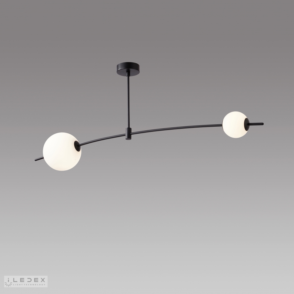 Изображение товара Современная светодиодная люстра на штанге для натяжных потолков 11.43 м² Иледекс Эпикал 6827-2 BK+W
