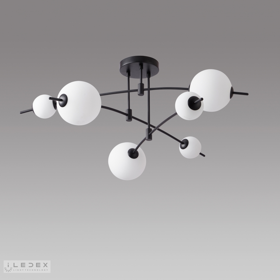 Изображение товара Люстра на штанге светодиодная Iledex Epical 6827-6-bk+wh 10 м² с регулировкой направления