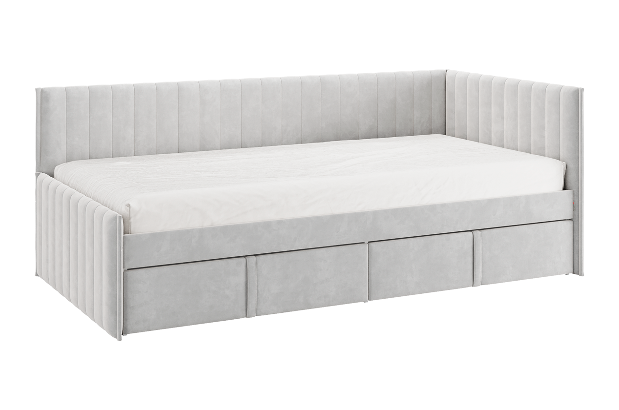 Изображение товара Кровать с ящиками Мebelson Твикс 212x78x101.5 см велюр графит Россия