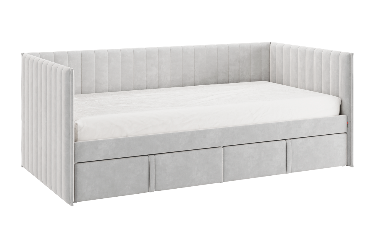 Изображение товара Кровать с ящиками Mebelson Твикс 212x78x101 см велюр серый графит