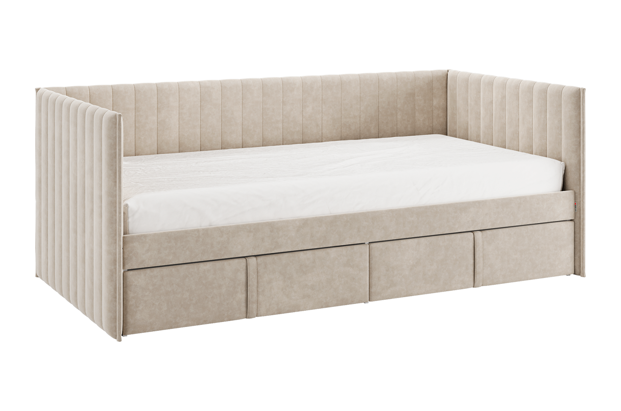 Изображение товара Кровать с ящиками Mebelson Твикс 212x78x101 см велюр цвет капучино 171562.2170