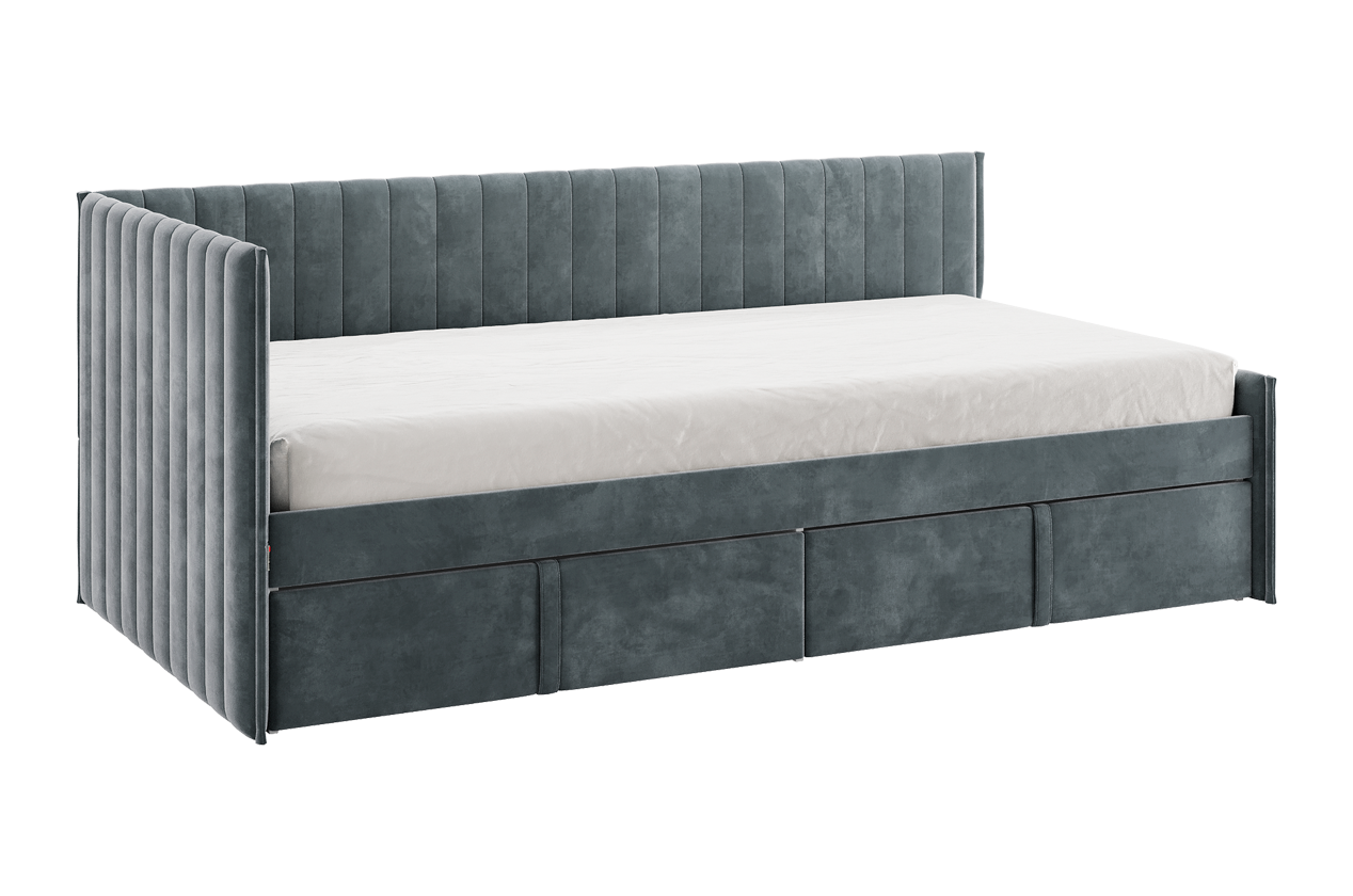 Изображение товара Кровать с ящиками Mebelson Твикс 212x78x101.5 см велюр цвет графит 171564.2171