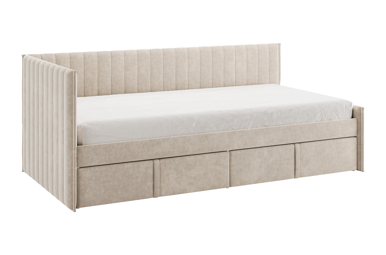 Изображение товара Кровать с ящиками Твикс 90х200 см велюр капучино Mebelson