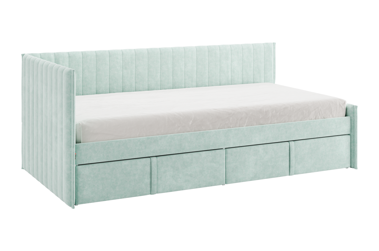 Изображение товара Кровать с ящиками Mebelson Твикс 212x78x101.5 см велюр мятный стильный дизайн