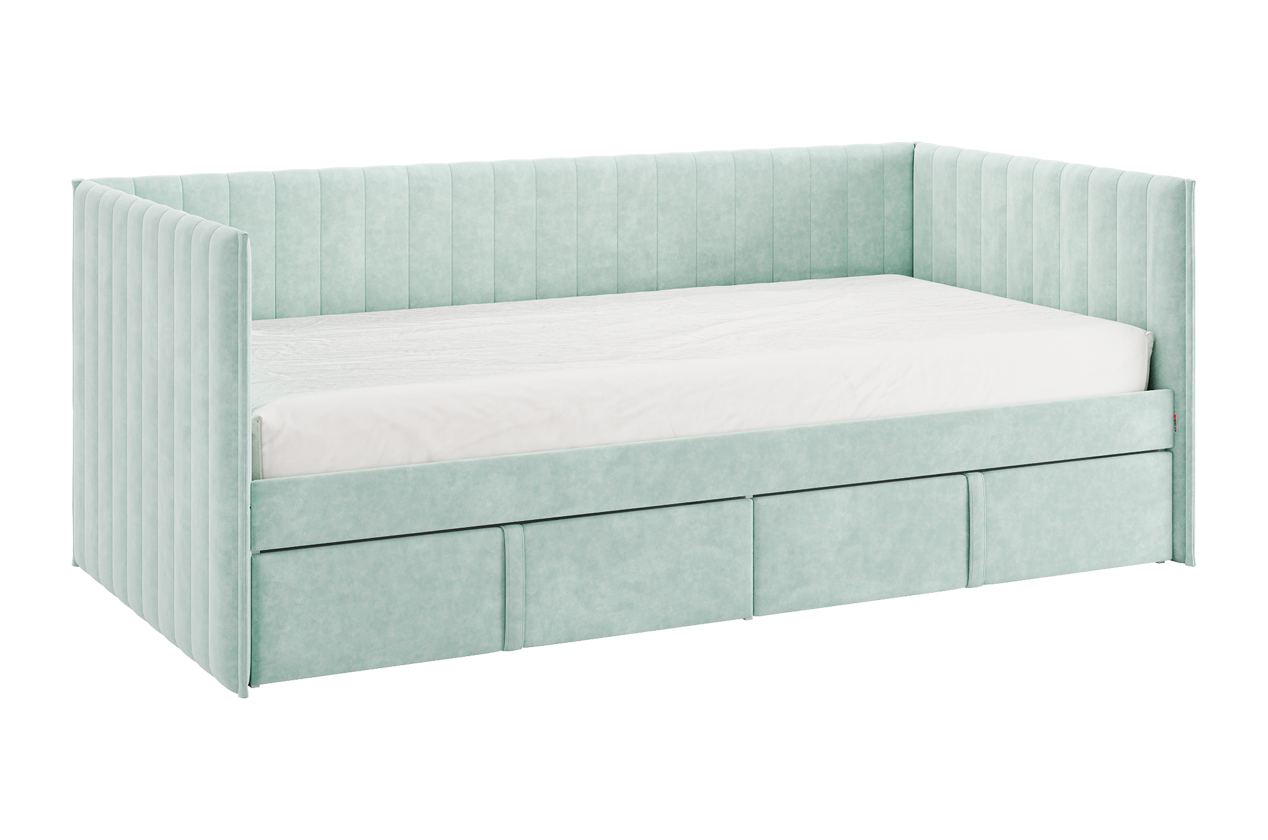 Изображение товара Кровать с ящиками Mebelson Твикс 90х200 см мятного цвета