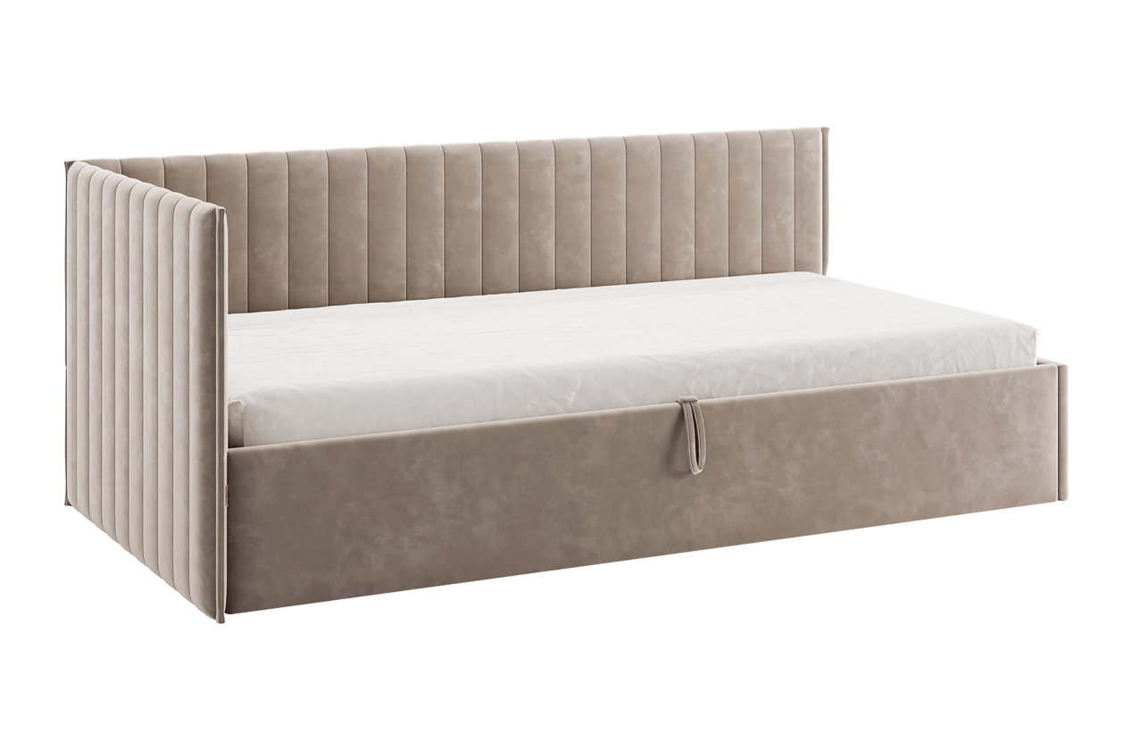 Изображение товара Кровать с подъемным механизмом Мебелсон Твикс 211x78x101.5 см велюр цвет латте