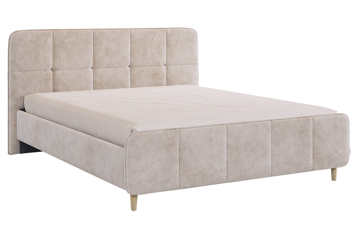 Изображение товара Кровать Грета 182x104x215.5 см велюр песочный современная двуспальная мебель