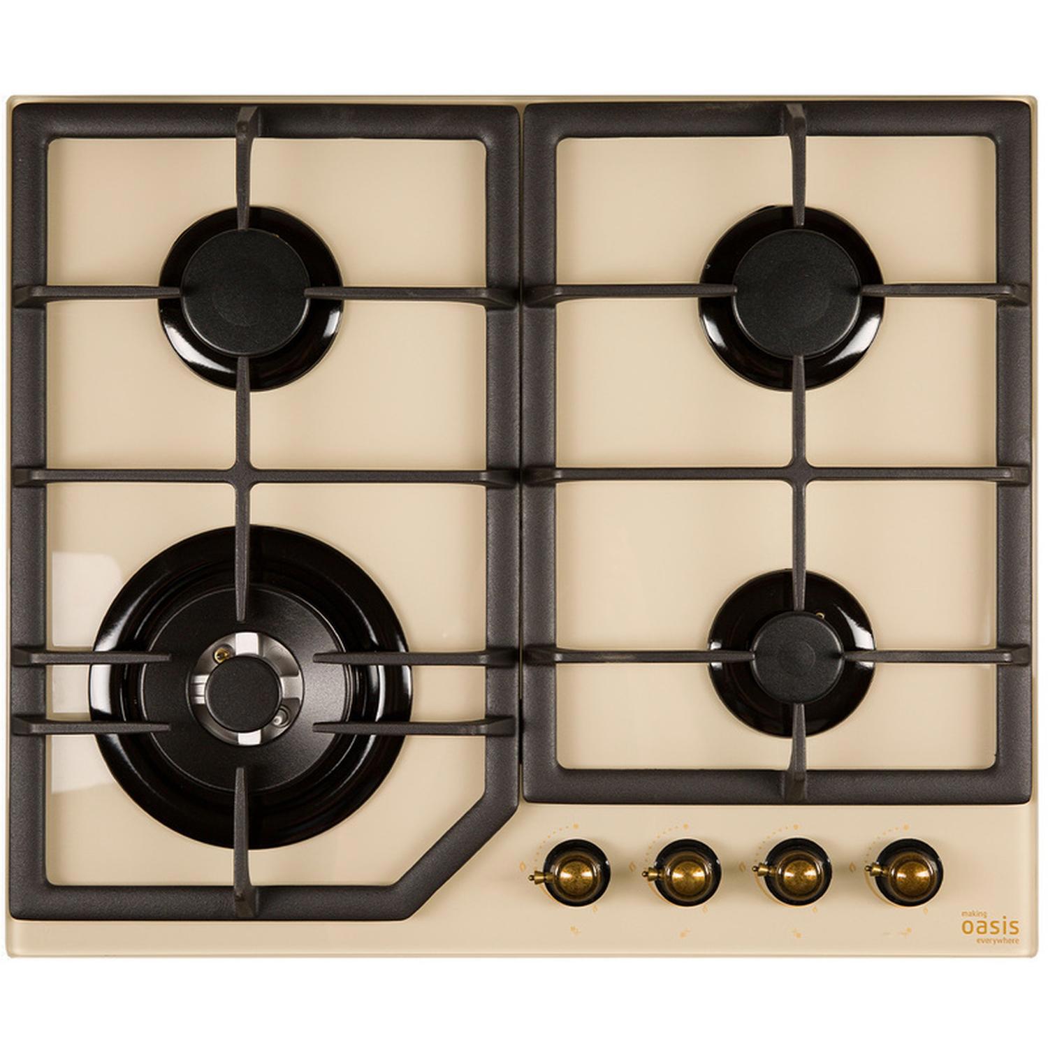 Изображение товара Газовая варочная панель Oasis P-GRT 61 см 4 конфорки бежевый встроенная