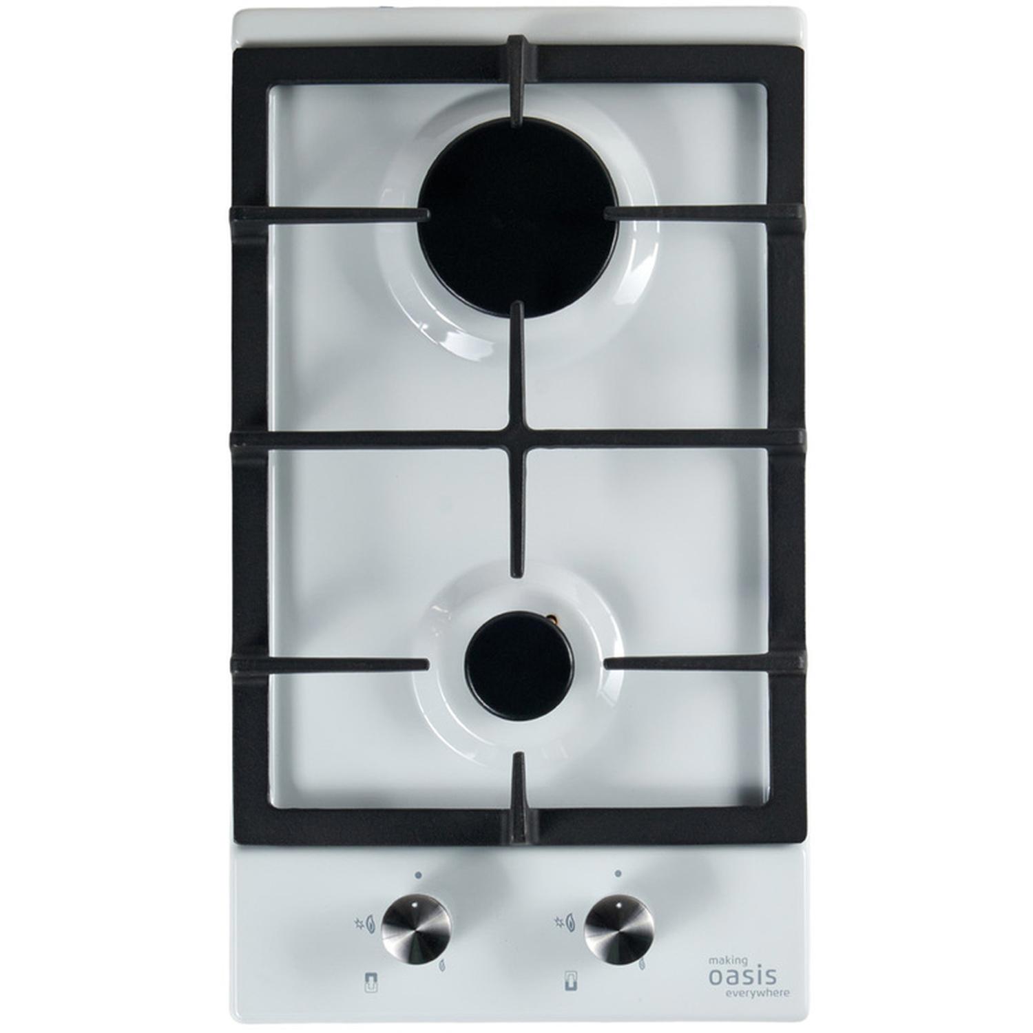 Изображение товара Встраиваемая газовая варочная панель Oasis P-MEWD 29 см 2 конфорки белый