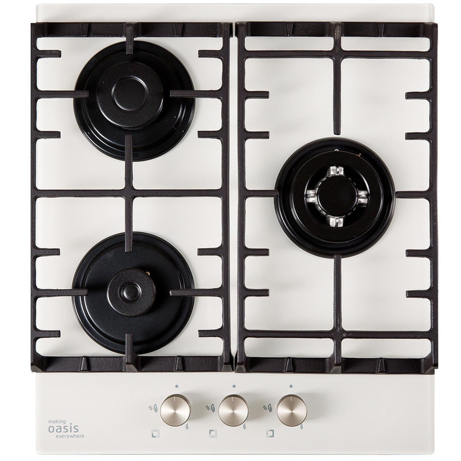 Изображение товара Газовая встраиваемая панель Oasis P-3GWT 46 см 3 конфорки белая