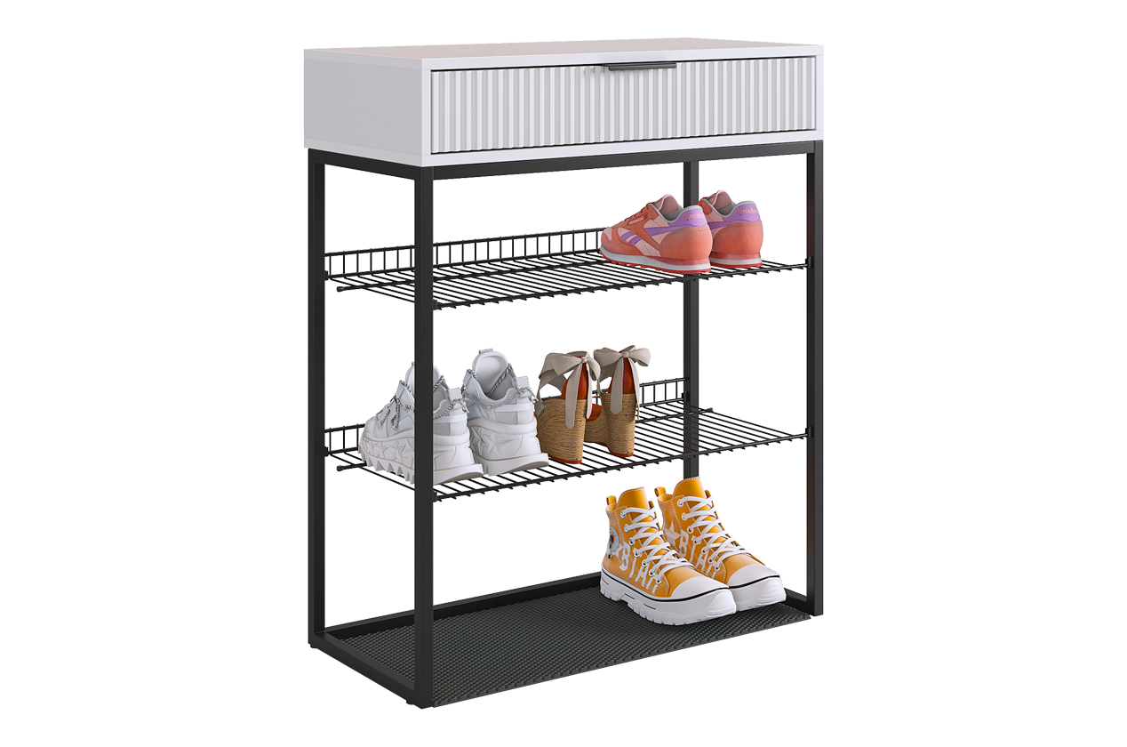 Изображение товара Подставка для обуви Mebelson 75x90.5x33.4 см 2 полки ЛДСП цвет белый/черный