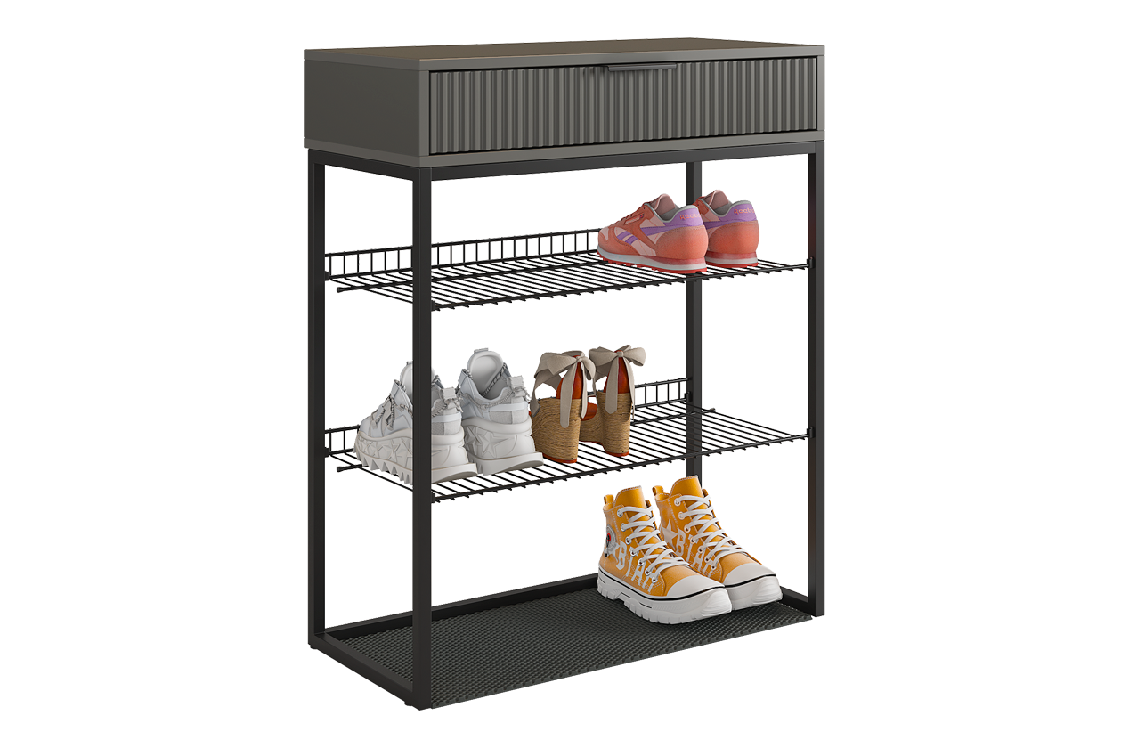 Изображение товара Подставка для обуви Mebelson Вельвет 75x90.5x33.4 см черный/графит