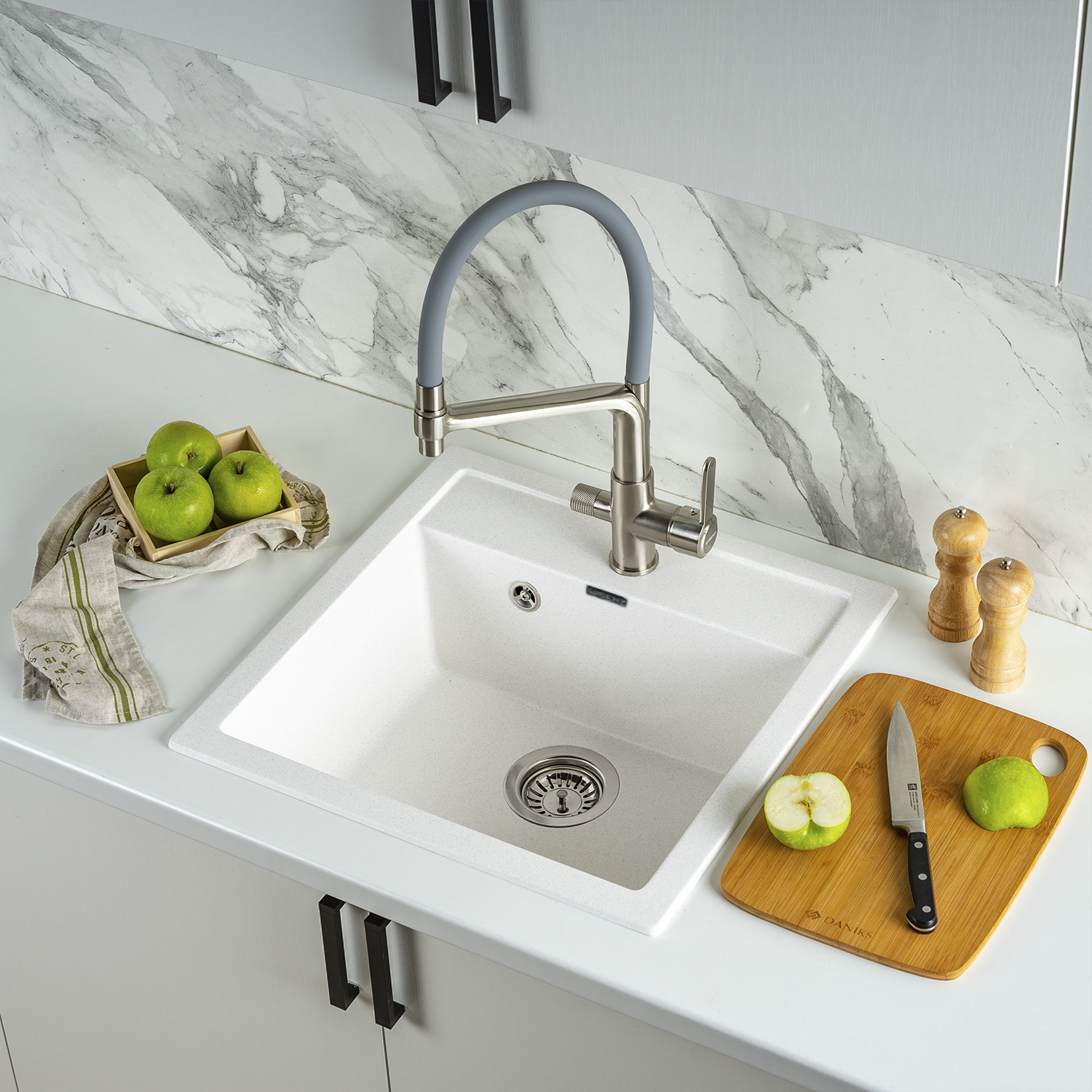 Изображение товара Врезная кухонная мойка WISENT WG11 50.5x51 см белая