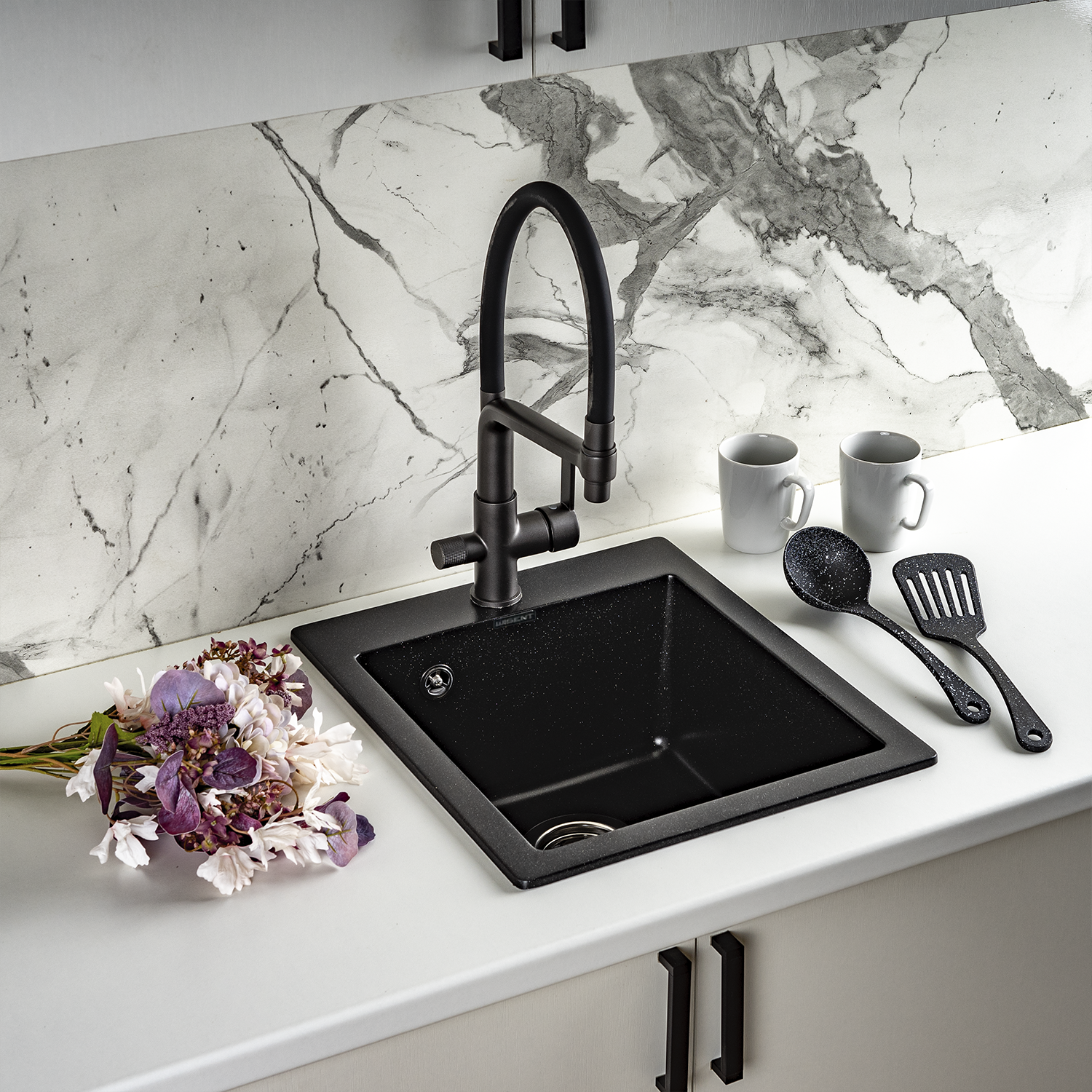 Изображение товара Мойка кухонная врезная WISENT WG10 48x41 см искусственный камень оникс