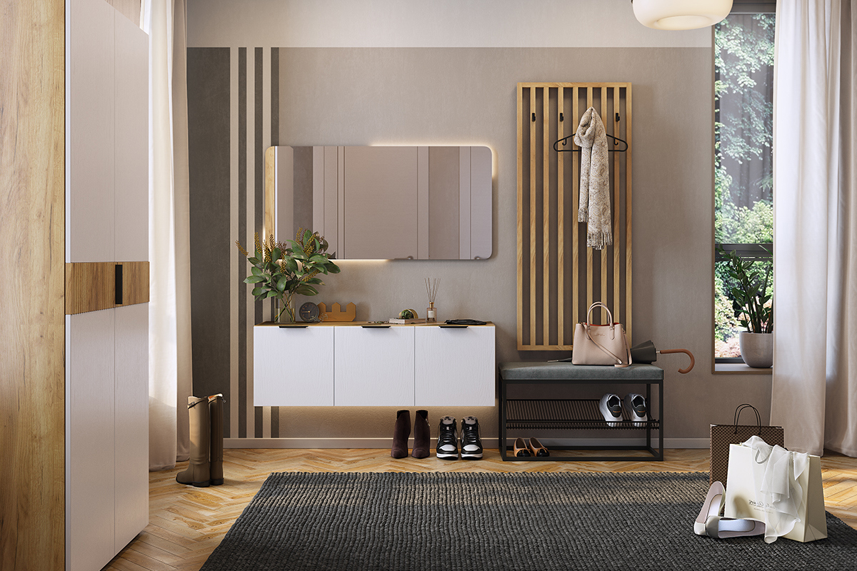 Изображение товара Комплект мебели для прихожей Mebelson Бери 2563_СПБ2 200x191 см, стильный и функциональный