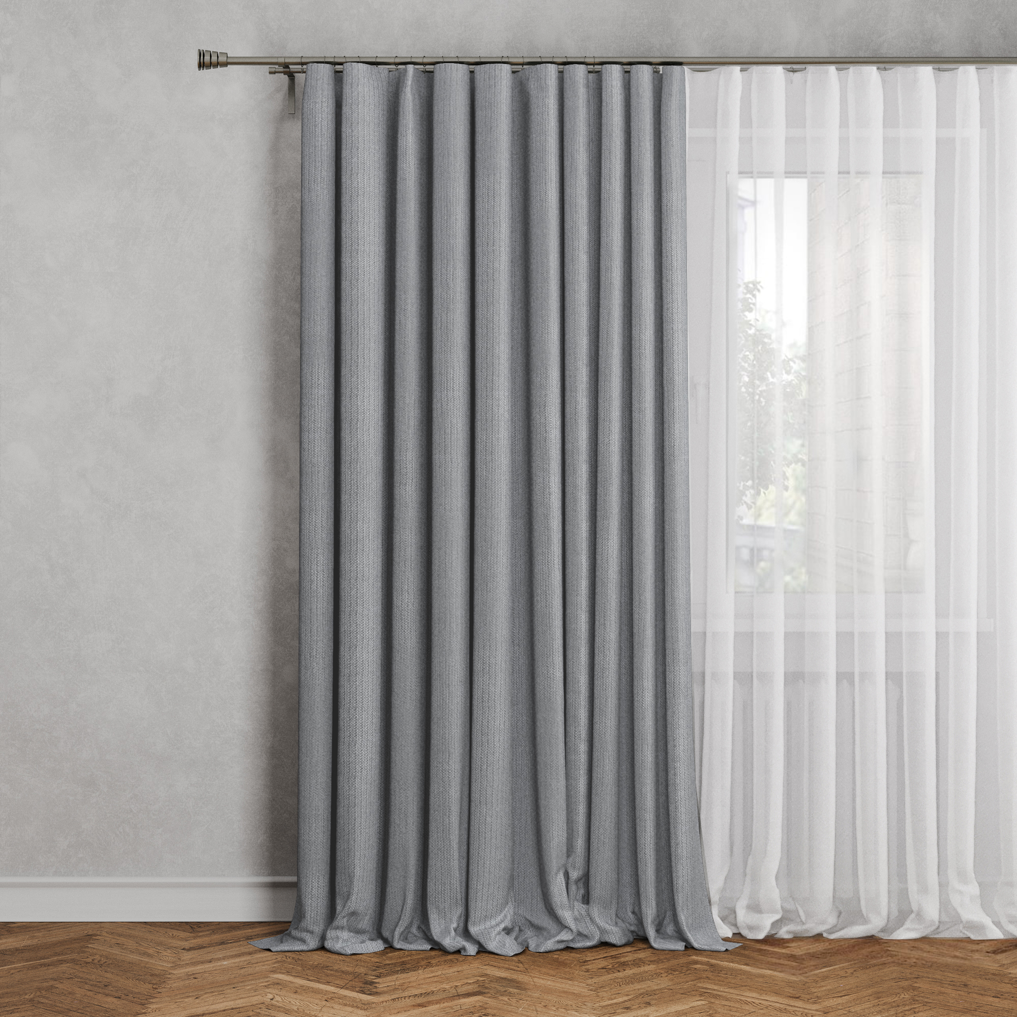 Изображение товара Штора на ленте Renata 140x280 см серый мягкий дизайн практичная ткань