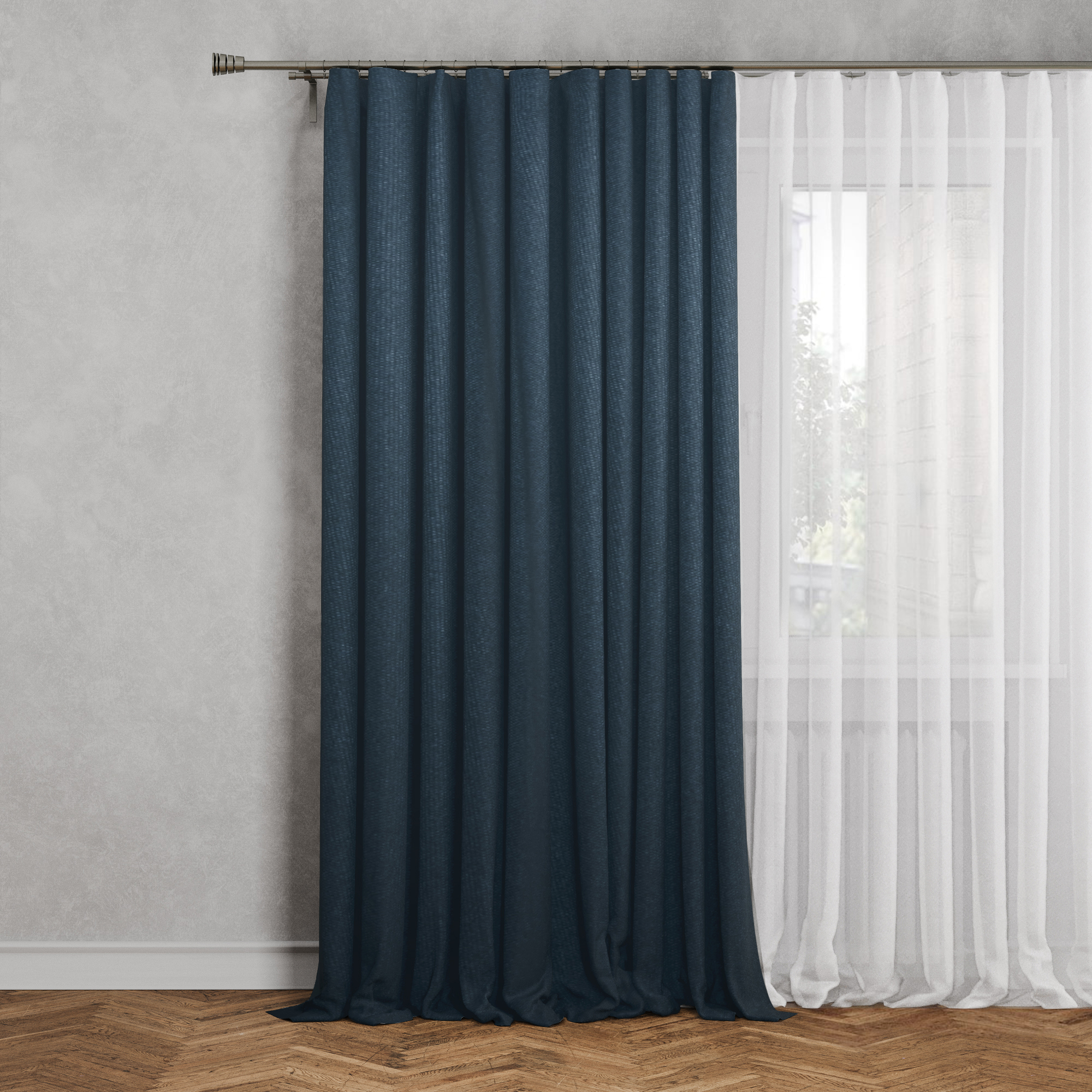 Изображение товара Штора Inspire Kirov 140x280 см темно-синий рогожка светонепроницаемая