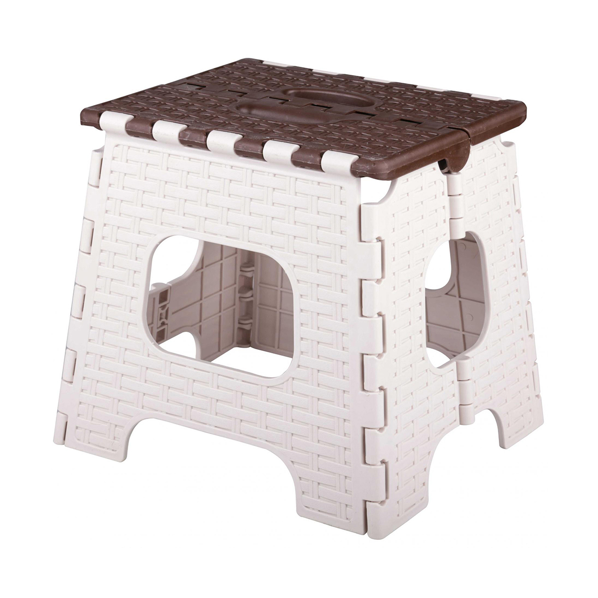 Изображение товара Складной пластиковый табурет Альтернатива 27x27x31 см бежево-коричневый