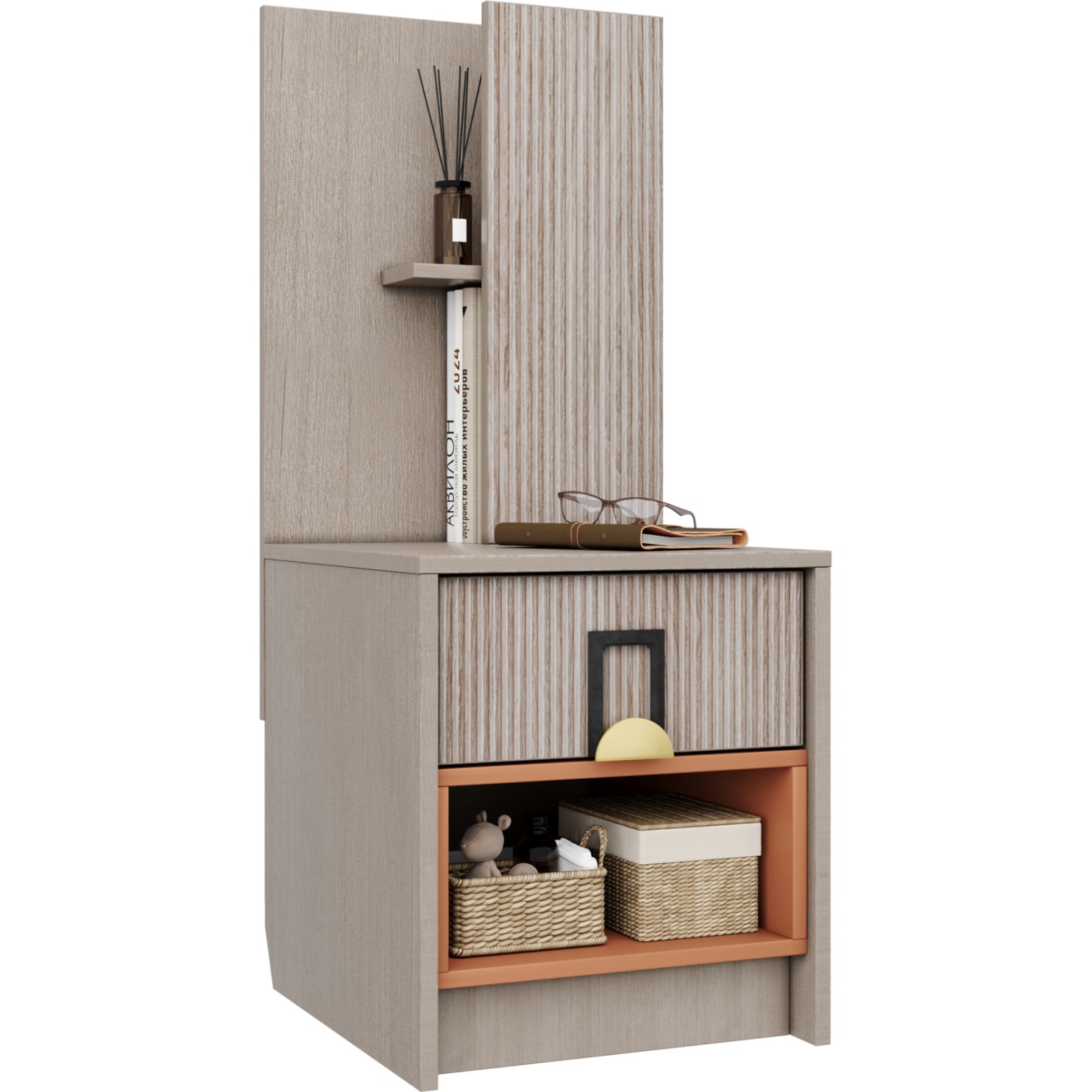 Изображение товара Тумба прикроватная Гк аквилон 32.6x100.5x32.6 см 1 ящик ЛДСП цвет серо-бежевый