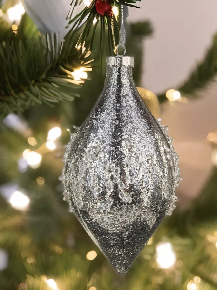 Изображение товара Набор елочных игрушек 7цветов-декор 8 см x 8 см серый/серебристый 2 шт