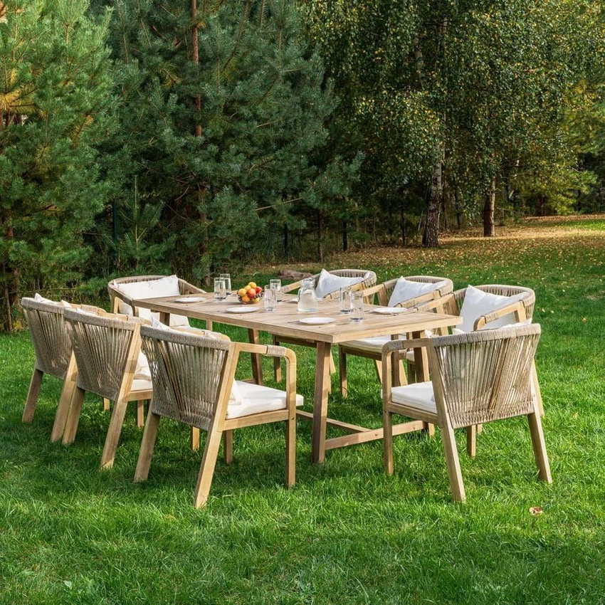 Изображение товара Набор обеденной мебели для сада Royal family Michelle дерево бежевый 9 предметов