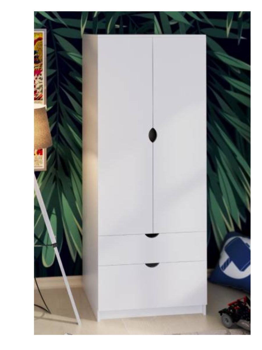 Изображение товара Шкаф детский распашной 2 ящика 70 см белый ЛДСП