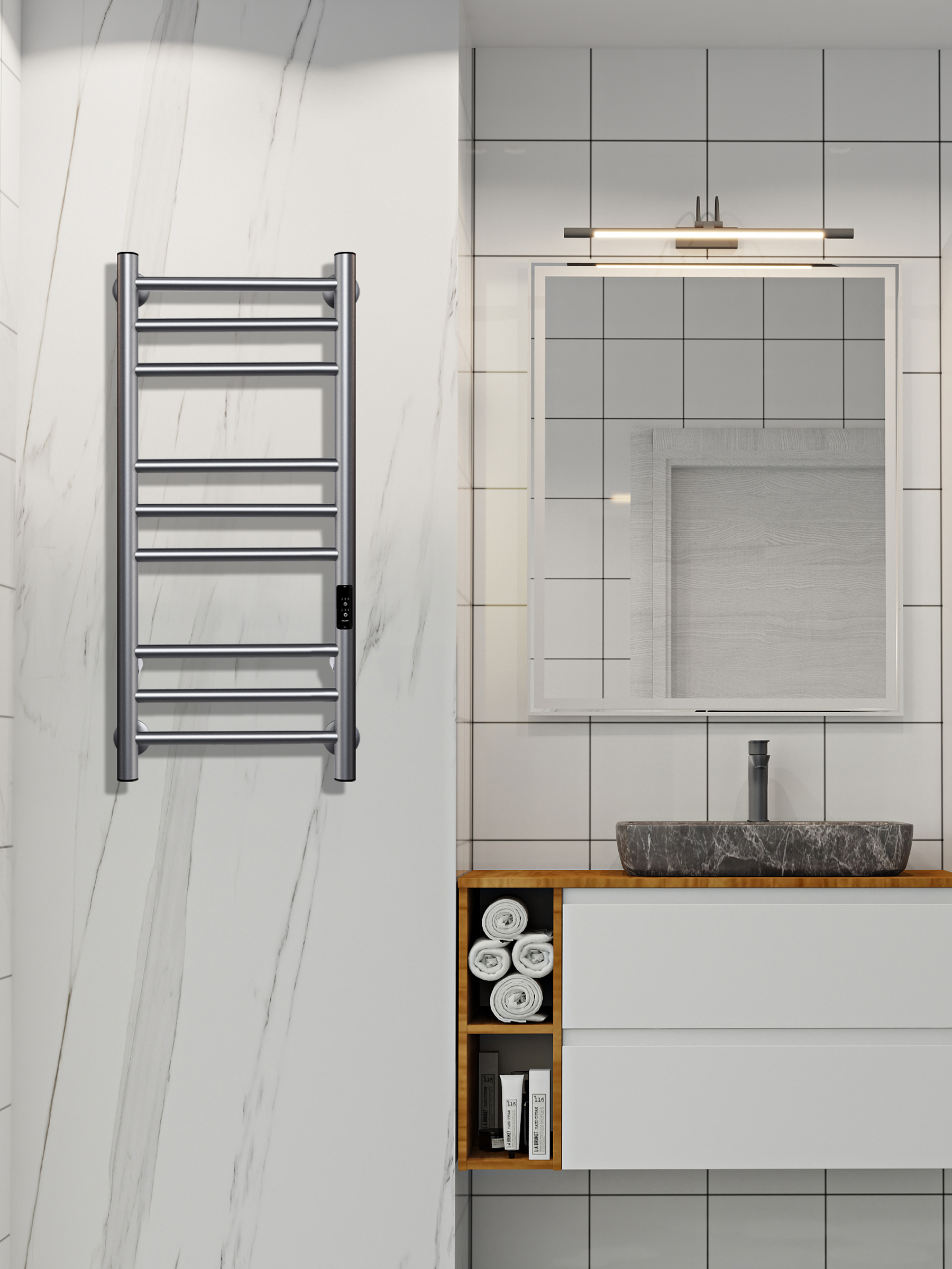 Изображение товара Электрический полотенцесушитель Indigo 300x700 мм 100 Вт с терморегулятором