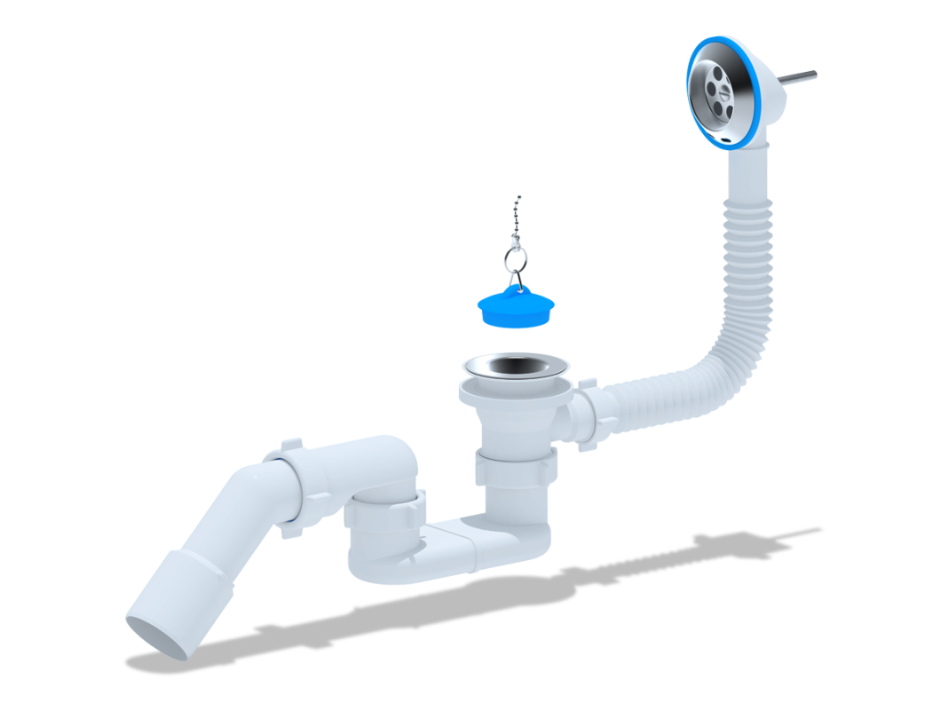 Изображение товара Сифон для ванны Ани пласт D40 мм свободное протекание белый