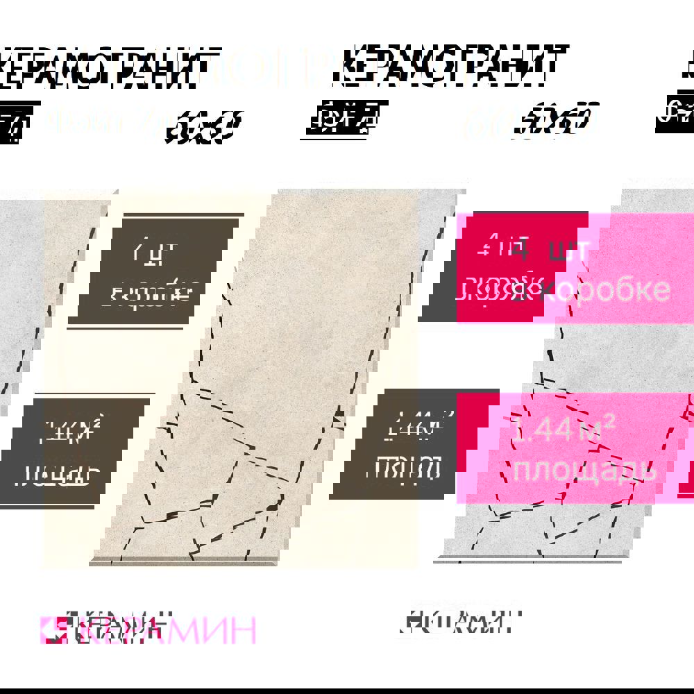 Изображение товара Керамогранит Керамин Фэйт CDB00028619_MSK 60x60см цвет бежевый