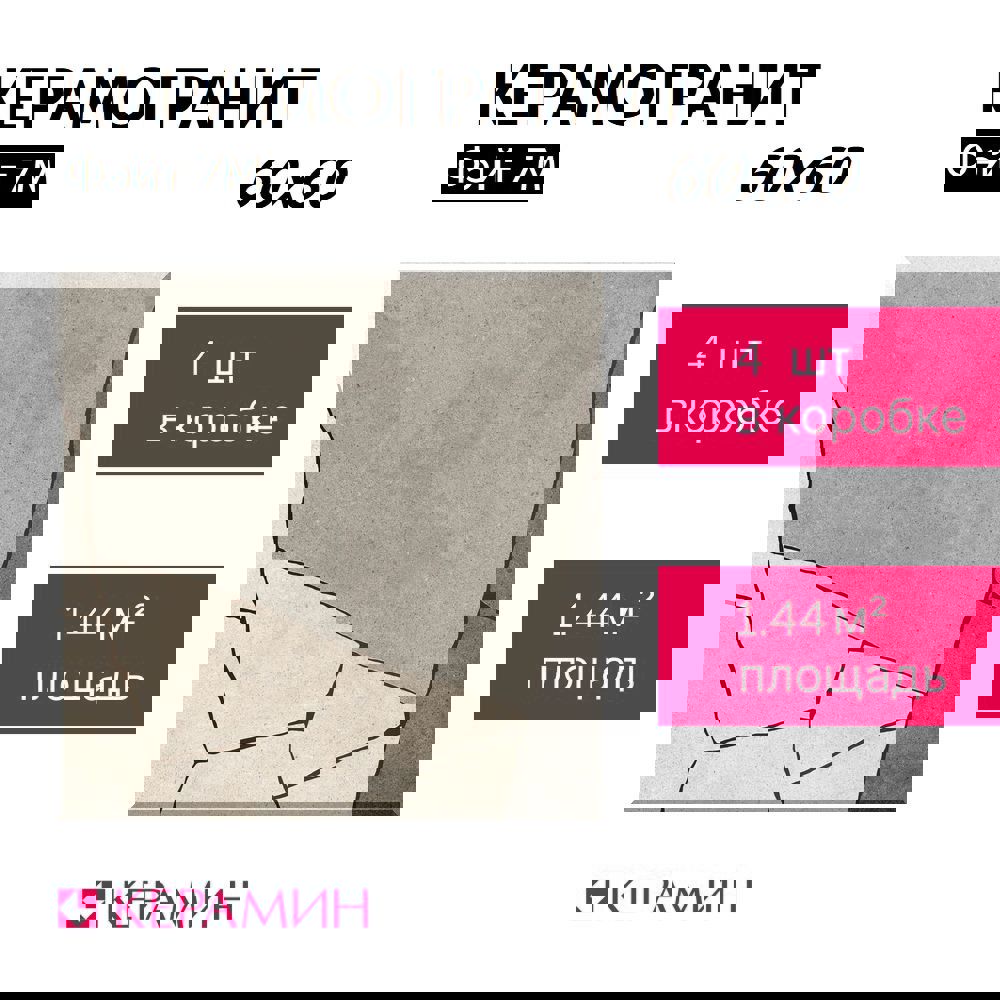 Изображение товара Керамогранит Керамин Фэйт 60x60см разноцветный матовый для пола и стен