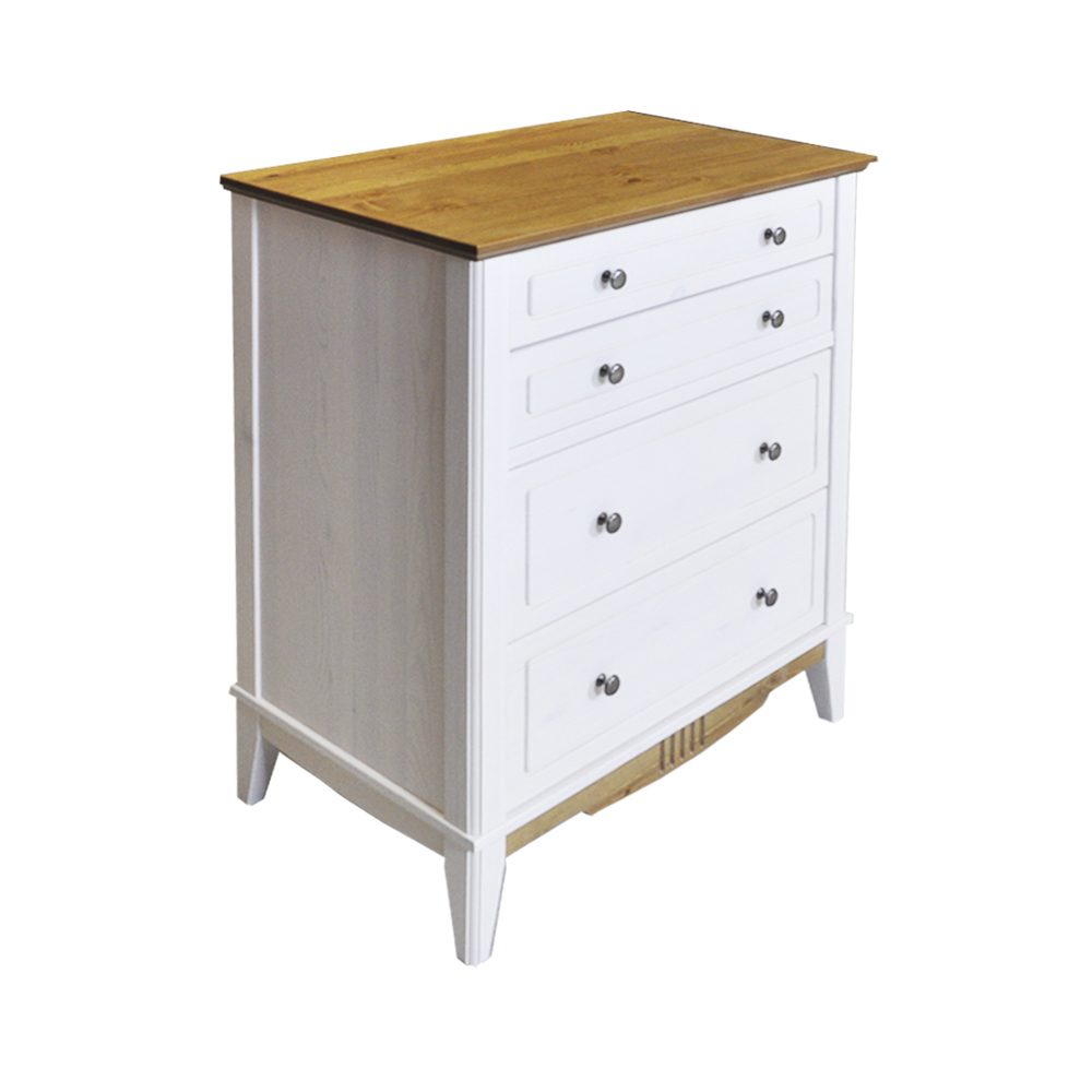 Изображение товара Комод Пенни 4 ящика из массива сосны в стиле классика белый антик