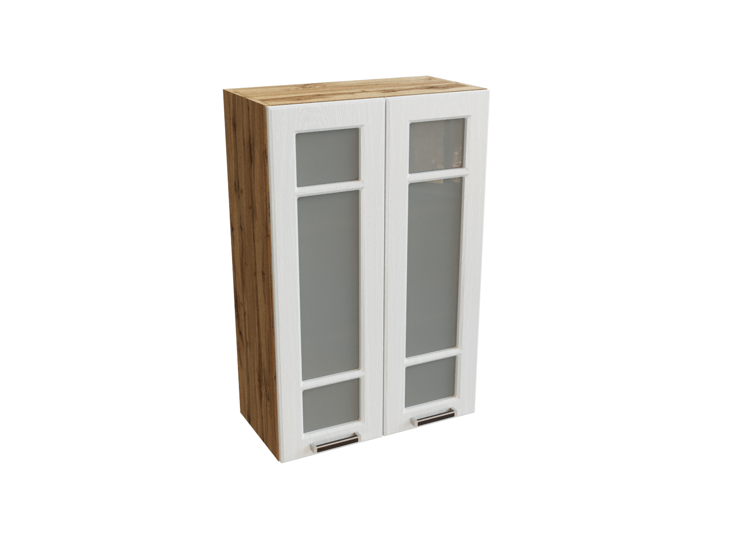 Изображение товара Навесной шкаф Прага со стеклом 60x92x31.8 см белый дуб МДФ ЛДСП Россия