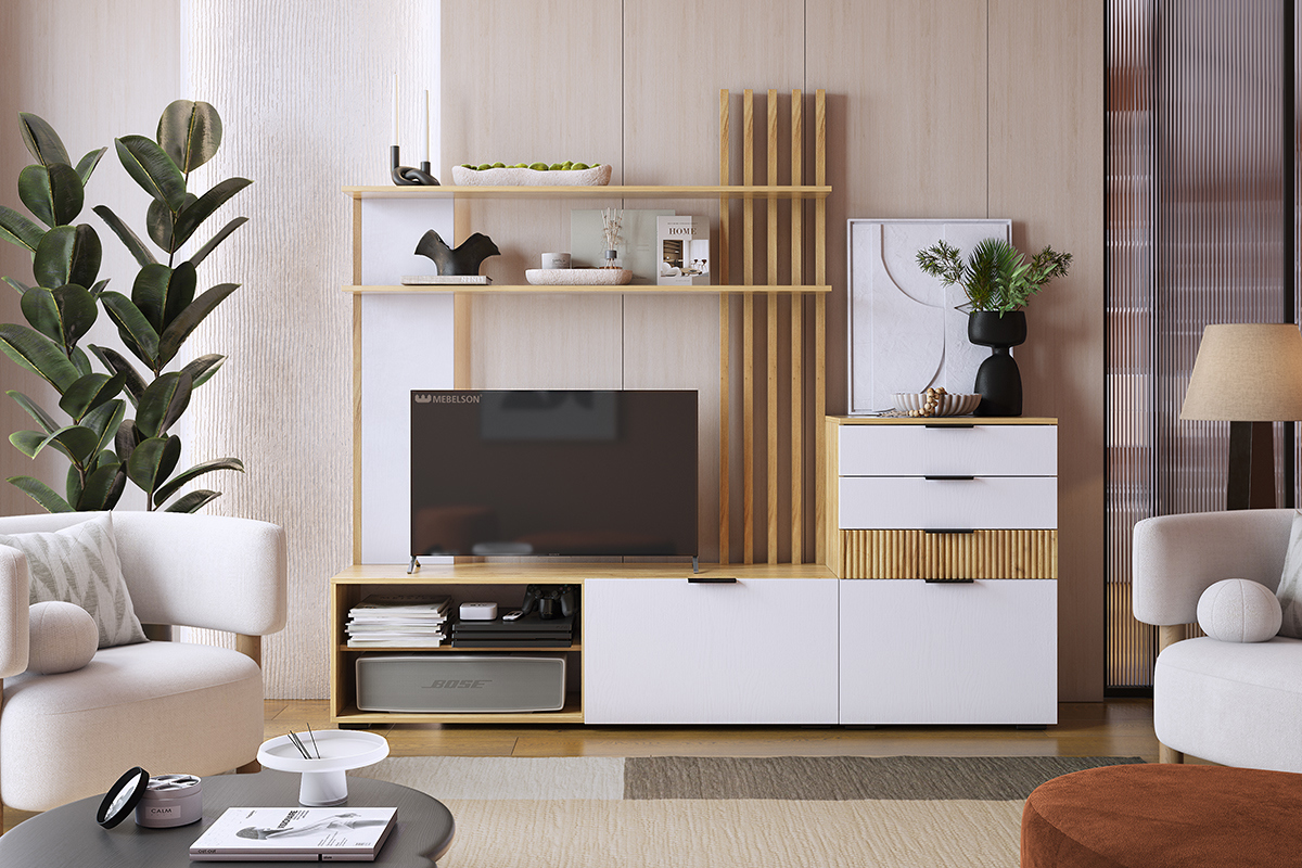 Изображение товара Шкаф для телевизора Mebelson 200x181x35 см ЛДСП цвет белый