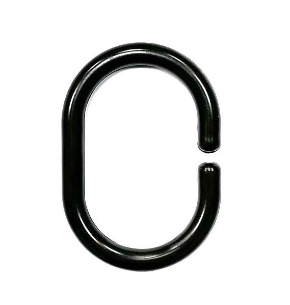 Изображение товара Кольца для шторы в ванную Primanova черные глянцевые 12 шт.