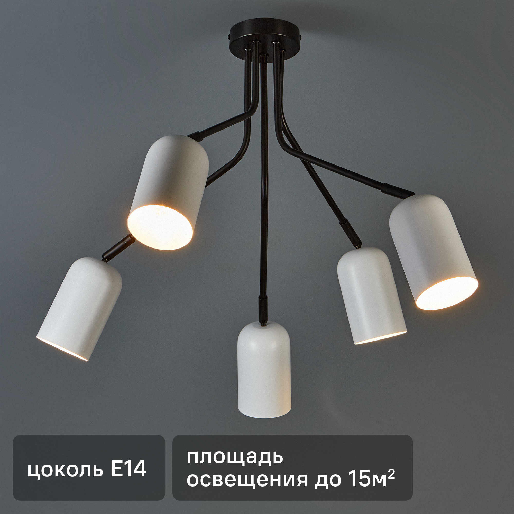 Изображение товара Люстра потолочная Rosalinda 3167-305 5 ламп 15 м² цвет белый