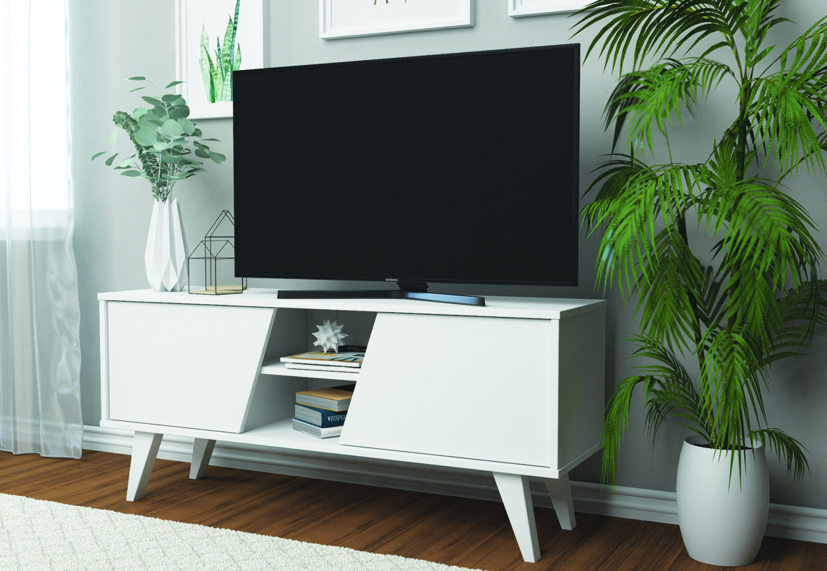 Изображение товара Тумба под телевизор Мебельнов 00320 120x52.6x35 см ЛДСП цвет белый