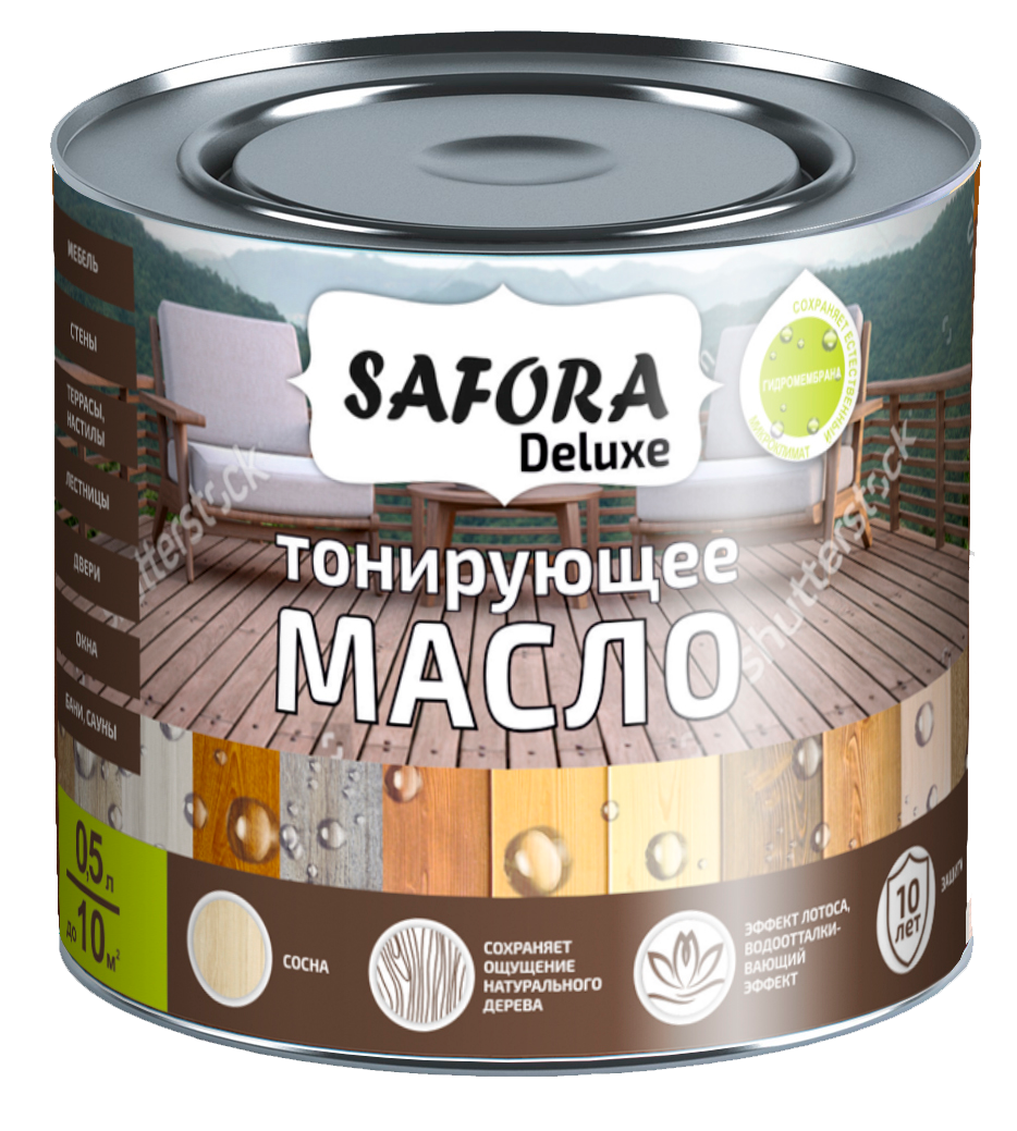 Изображение товара Масло для дерева тонирующее Safora с воском цвет сосна 0.5 л