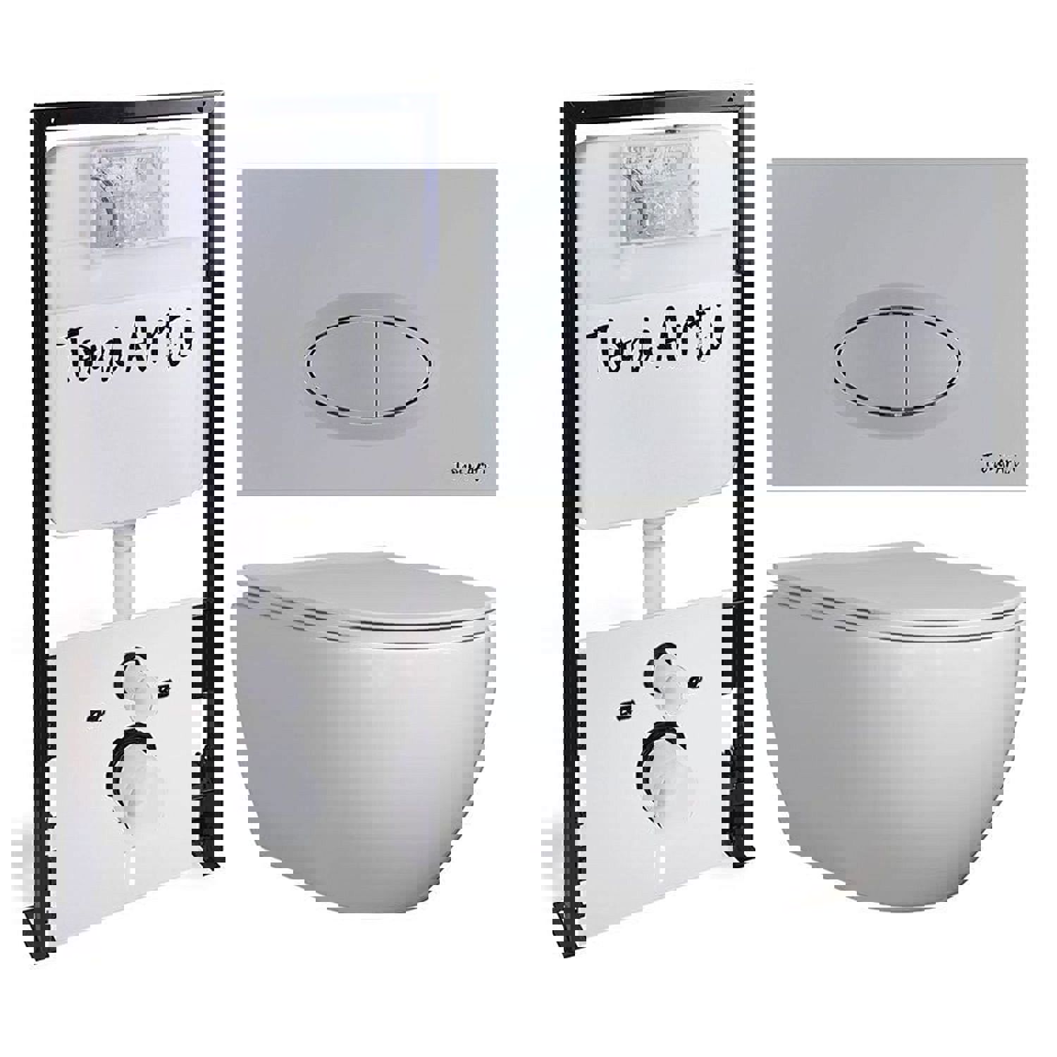 Изображение товара Комплект инсталляция с подвесным унитазом TONI ARTI TA-01 Baglio с клавишей Freto TA-0050 цвет хром с сиденьем с микролифтом