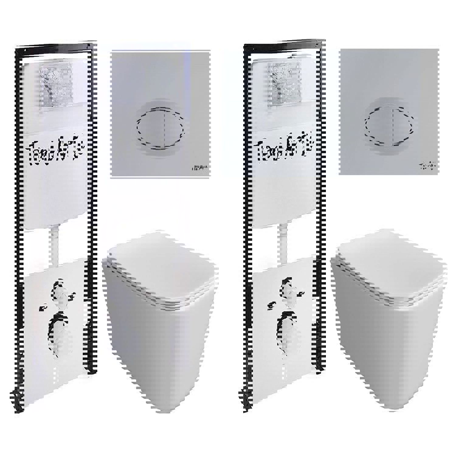 Изображение товара Комплект инсталляции и унитаза TONI ARTI TA-01 Noche с кнопкой Freto TA-0050