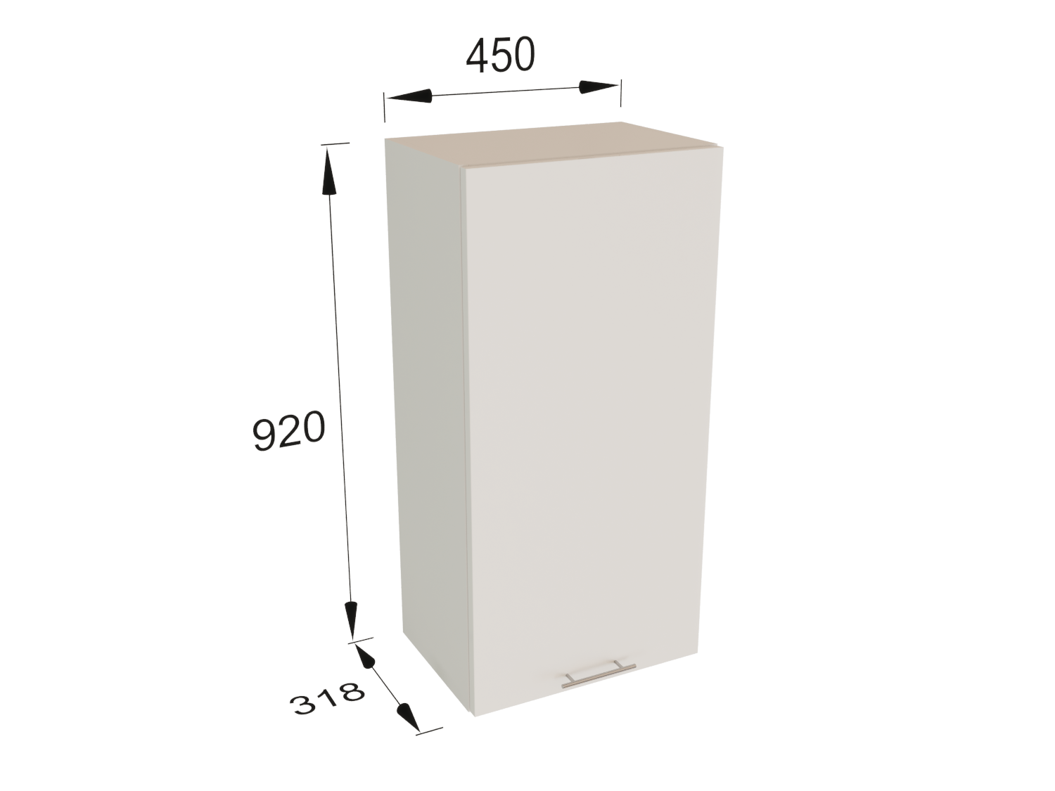 Изображение товара Навесной шкаф Валерия 45x92x31.80 см фасад белый ЛДСП каркас белый ЛДСП Сурская Мебель