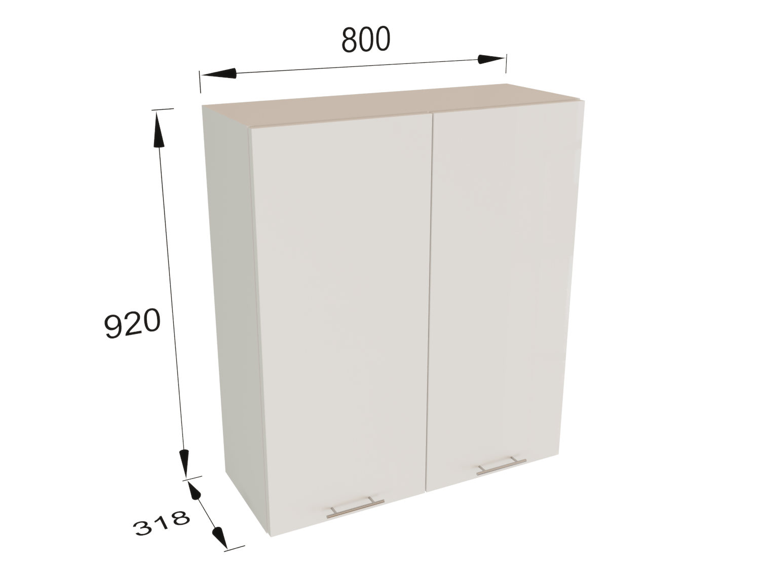 Изображение товара Навесной шкаф Валерия 80x92x31,8 см белый ЛДСП фасад МДФ ПВХ