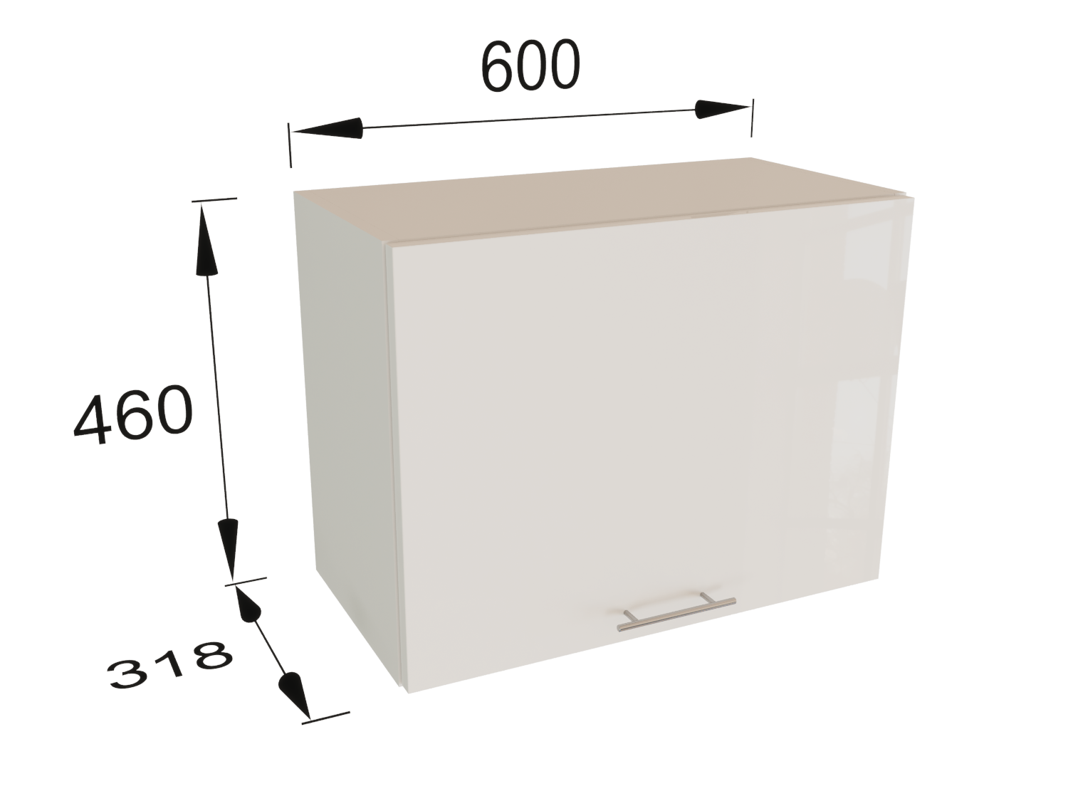 Изображение товара Навесной шкаф Валерия белый из ЛДСП 60x46 см с ручкой-рейлинг