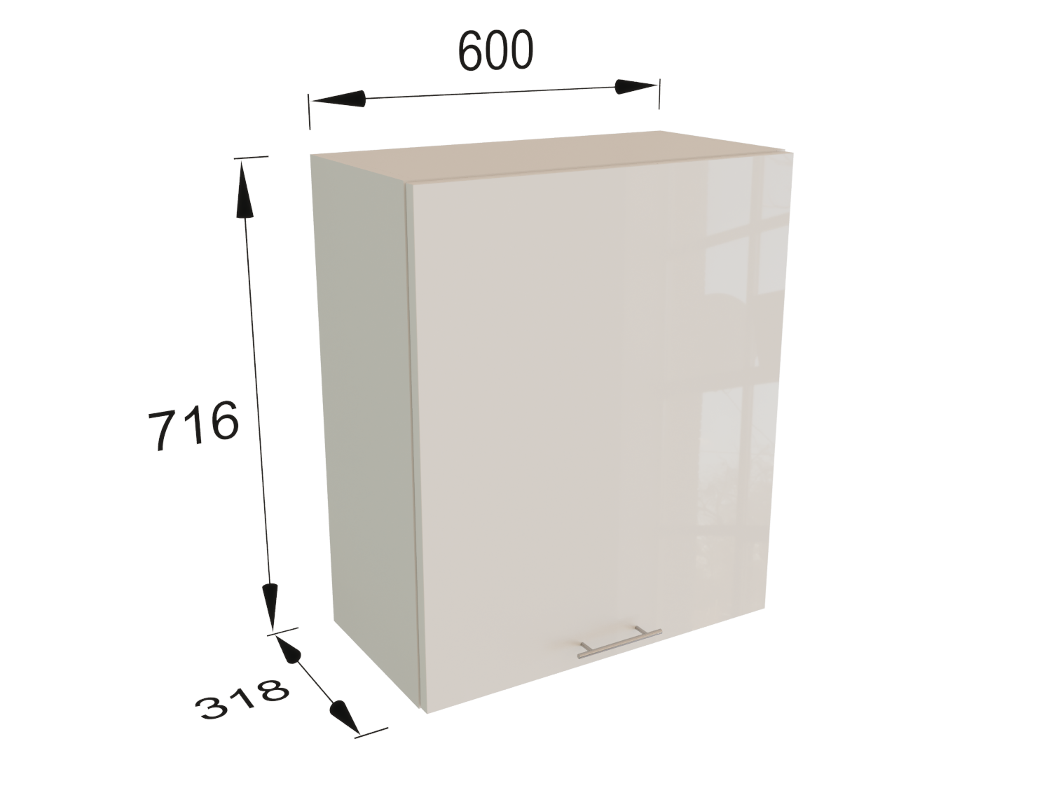 Изображение товара Навесной шкаф Валерия 60x71.6x31.8 см белый МДФ ЛДСП Сурская Мебель