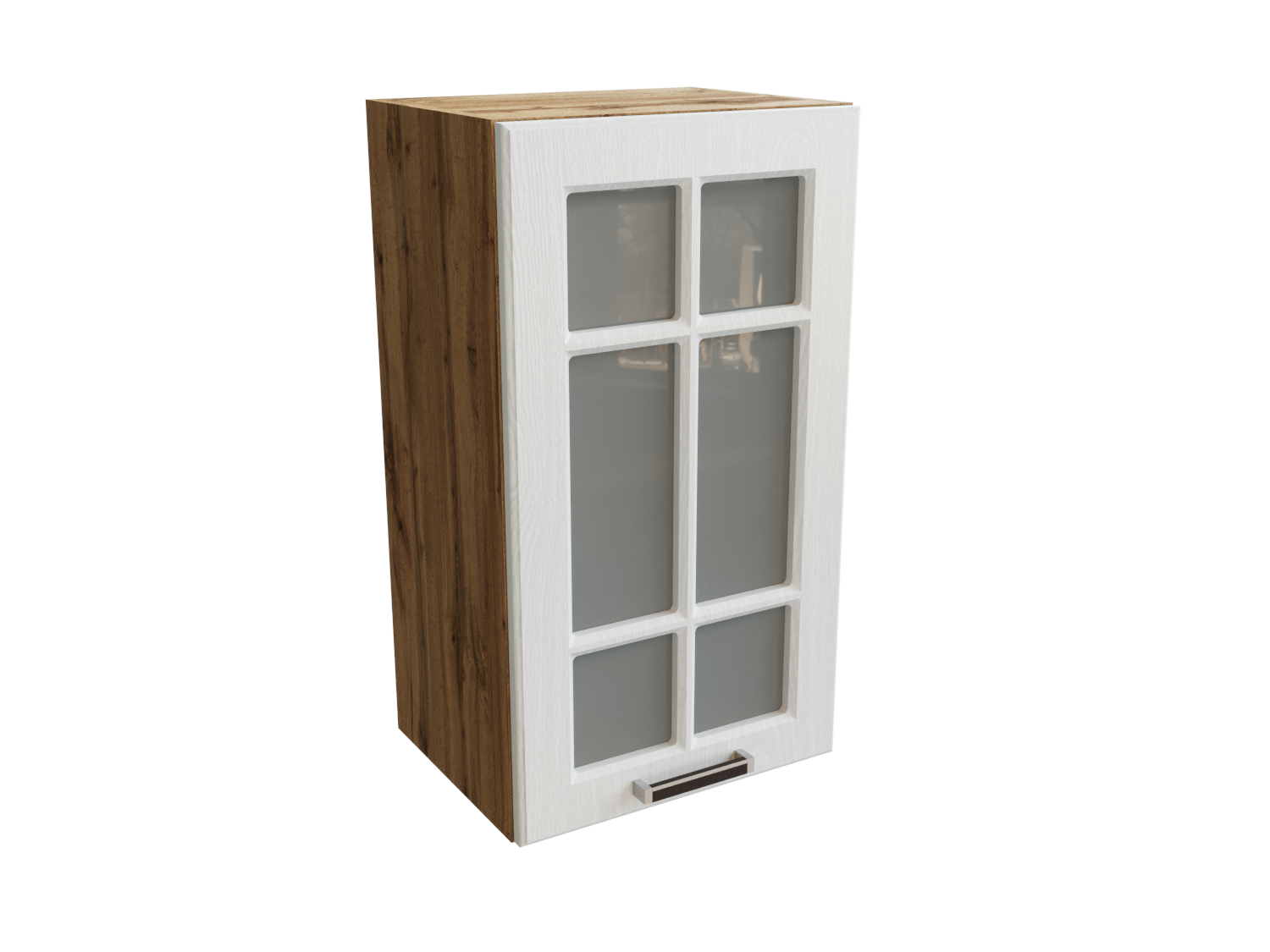 Изображение товара Навесной шкаф Прага со стеклом 40x71.6x31.8 см белый дуб вотан