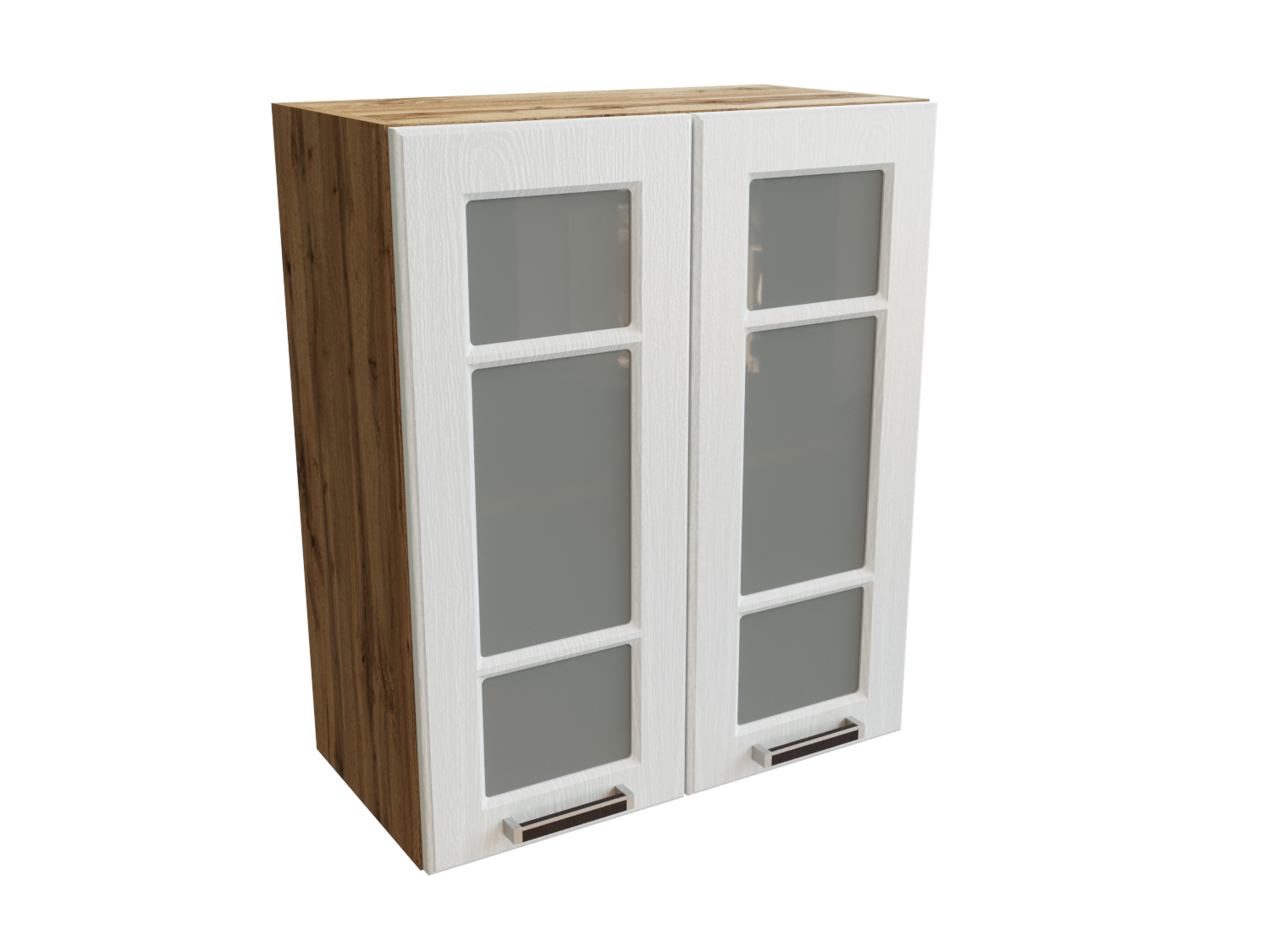 Изображение товара Навесной шкаф Прага со стеклом 60x71.60x31.80 см фасад белый МДФ каркас дуб вотан МДФ Сурская Мебель Изображение товара Навесной шкаф Прага со стеклом 60x71.60x31.80 см фасад белый МДФ каркас дуб вотан МДФ Сурская Мебель