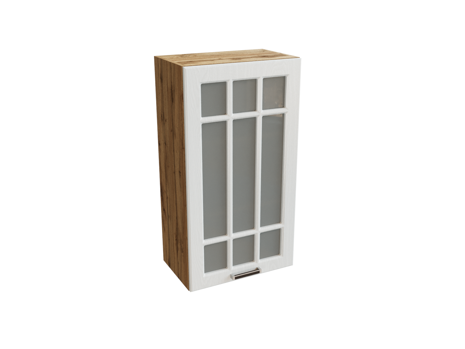 Изображение товара Прага: навесной шкаф со стеклом, белый дуб, 50x92x31.8 см