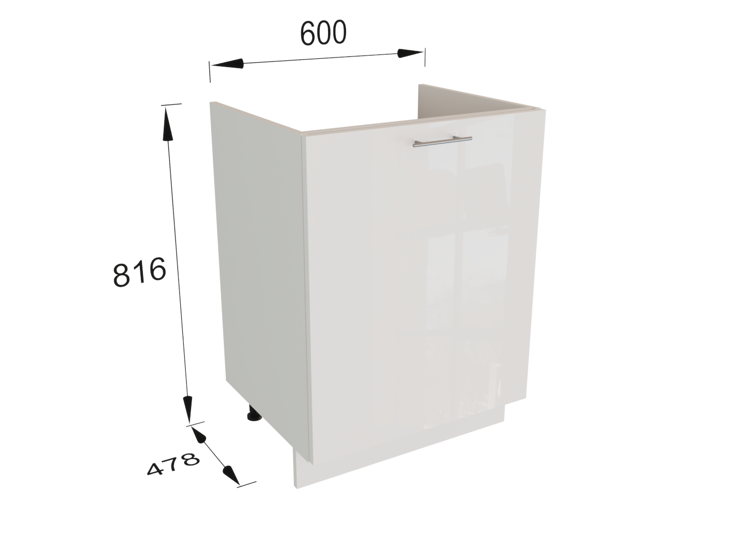 Изображение товара Напольный шкаф Валерия 60x81.60x47.40 см фасад белый МДФ каркас белый ЛДСП Сурская Мебель
